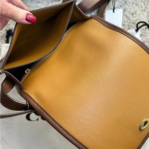 COACH DARK SADDLE 1941 TURNLOCK FLAP / COMPACT POUCH BAG - Picture 12 of 16